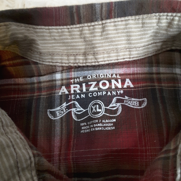 3/$15 Arizona Jean retro insp shirt brown plaid 7X - Picture 6 of 6